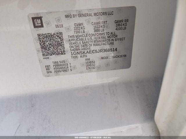 Chevrolet Tahoe Ls 2018 1GNSKAEC5JR368514 Image 9