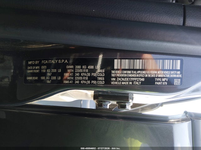 Продажа на аукционе авто 2023 Jeep Renegade Altitude 4x4, vin: ZACNJDE17PPP27049, номер лота: 45594652