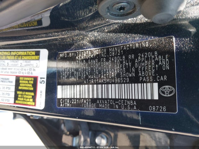 4T1R11AK5MU496529 Toyota CAMRY LE