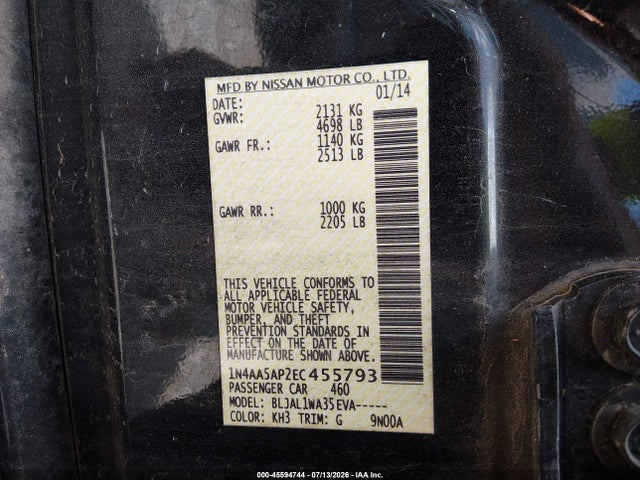 1N4AA5AP2EC455793 Nissan Maxima 3.5 S/3.5 Sv