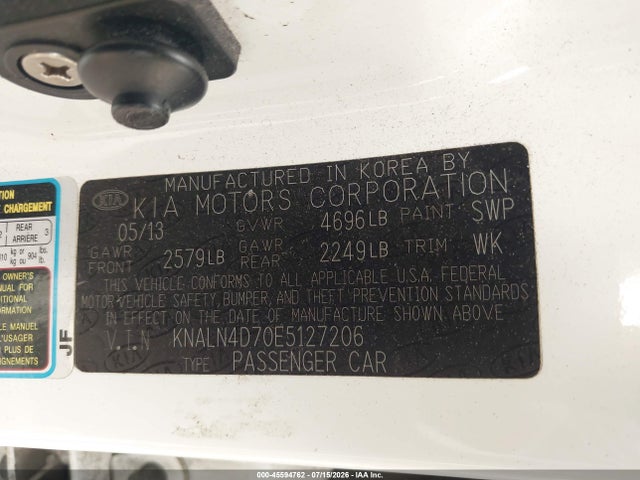 Продажа на аукционе авто 2014 Kia Cadenza Premium, vin: KNALN4D70E5127206, номер лота: 45594762