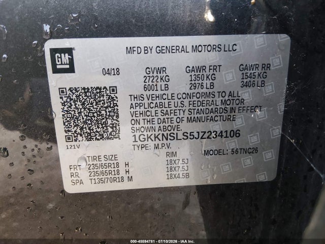 GMC Acadia Sle-2 2018 1GKKNSLS5JZ234106 Image 9