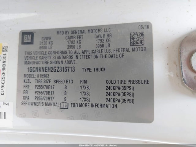 1GCNKNEH2GZ316713 Chevrolet Silverado 1500 Work Truck