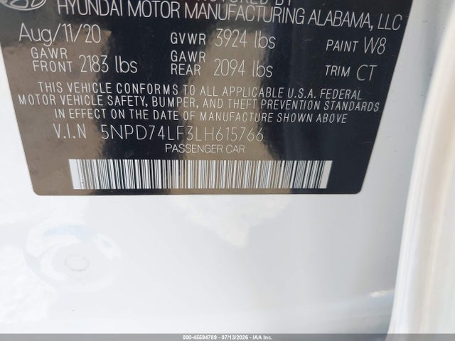 Hyundai ELANTRA SE 2020 5NPD74LF3LH615766 Image 9
