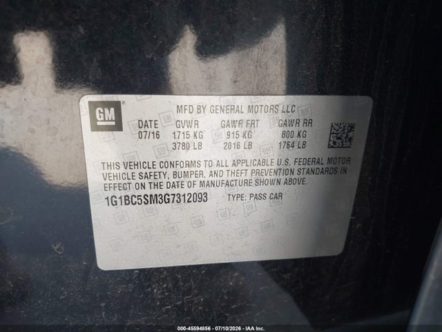 Chevrolet Cruze Ls Auto 2016 1G1BC5SM3G7312093 Image 9