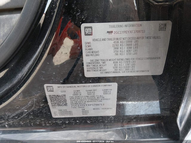 Aukcja sprzedaży 2023 Chevrolet Silverado 2500hd 4wd  Standard Bed Ltz, vin: 2GC1YPEYXP1708713, numer aukcji: 45594906