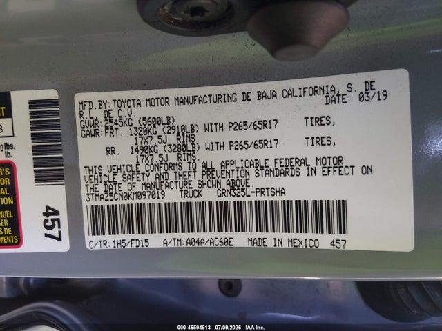 3TMAZ5CN0KM097019 Toyota Tacoma Trd Sport
