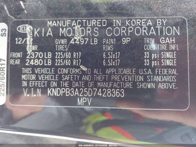 2013 Kia Sportage Lx მანქანა იყიდება აუქციონზე, vin: KNDPB3A25D7428363, აუქციონის ნომერი: 45594914