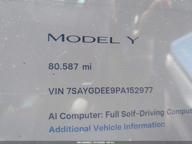 7SAYGDEE9PA152977 Tesla Model Y Awd/long Range Dual Motor All-wheel Drive
