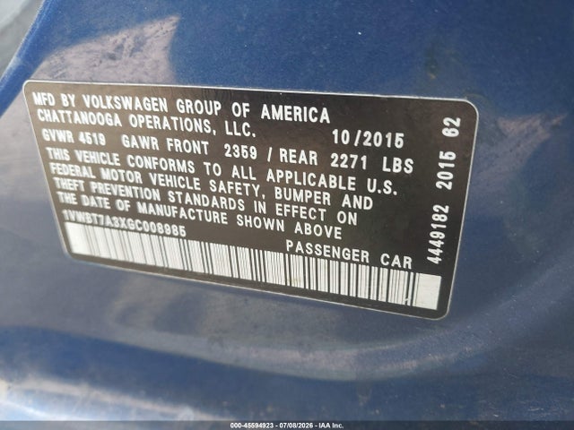 1VWBT7A3XGC008985 Volkswagen Passat 1.8t Se