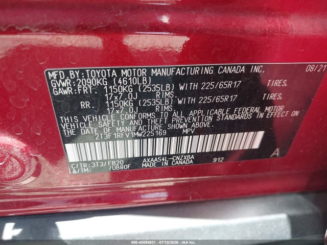 Toyota RAV4 LE 2021 2T3F1RFV1MW225169 Image 9
