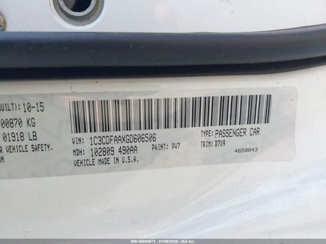 Продажа на аукционе авто 2016 Dodge Dart Se, vin: 1C3CDFAAXGD606506, номер лота: 45594972