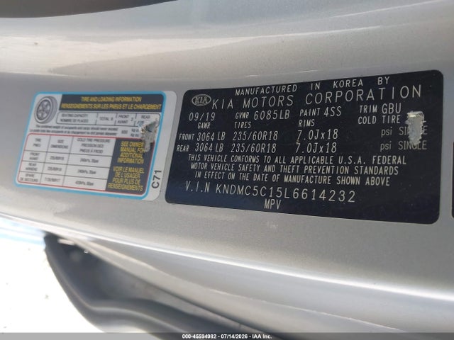 Продаж на аукціоні авто 2020 Kia Sedona Sx, vin: KNDMC5C15L6614232, номер лоту: 45594982