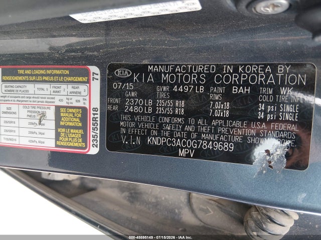 KIA Sportage Ex 2016 KNDPC3AC0G7849689 Image 9