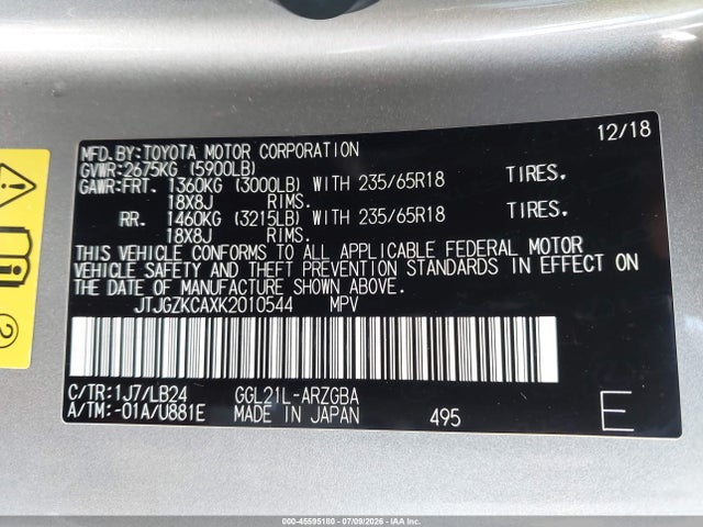 Lexus Rx 350l Premium 2019 JTJGZKCAXK2010544 Image 9