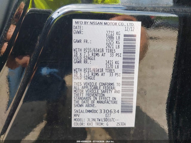 Продажа на аукционе авто 2013 Infiniti Jx35, vin: 5N1AL0MM0DC330634, номер лота: 45595229