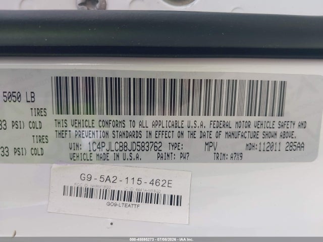 Продажа на аукционе авто 2018 Jeep Cherokee Latitude Fwd, vin: 1C4PJLCB8JD583762, номер лота: 45595273