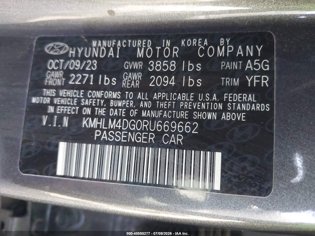 Продажа на аукционе авто 2024 Hyundai Elantra Sel, vin: KMHLM4DG0RU669662, номер лота: 45595277