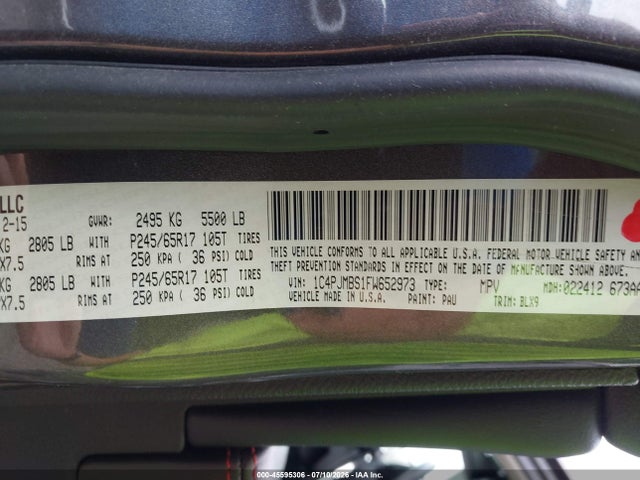 Jeep Cherokee Trailhawk 2015 1C4PJMBS1FW652973 Image 9