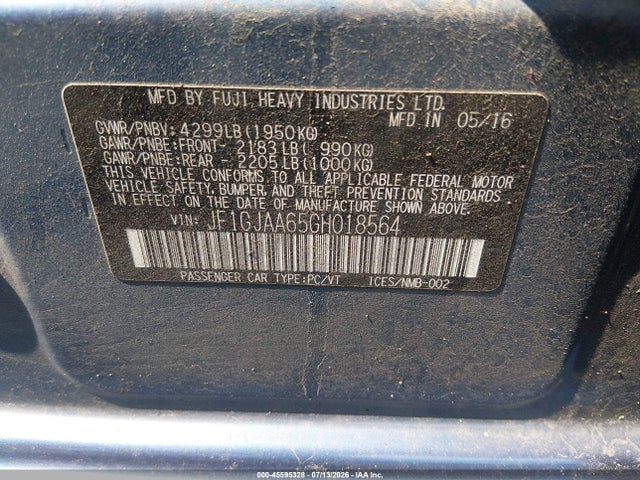 Subaru Impreza 2.0i 2016 JF1GJAA65GH018564 Image 9