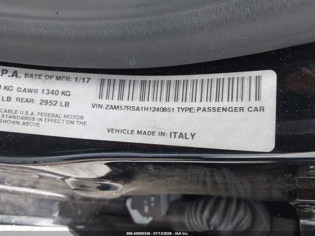 Продажа на аукционе авто 2017 Maserati Ghibli S, vin: ZAM57RSA1H1240851, номер лота: 45595349