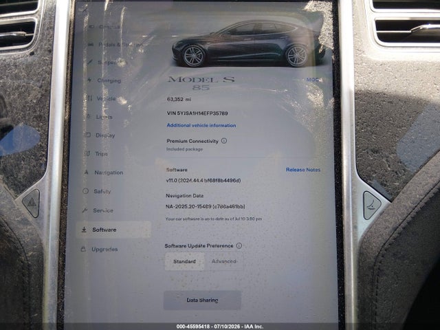 Продажа на аукционе авто 2014 Tesla Model S P85, vin: 5YJSA1H14EFP35789, номер лота: 45595418