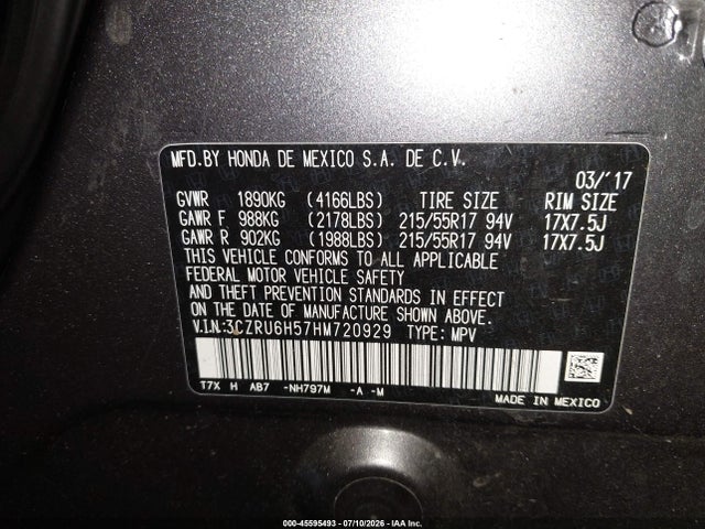 Honda HR-V EX 2017 3CZRU6H57HM720929 Image 9
