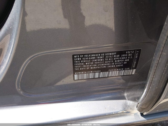 45595498 :رقم المزاد ، WVWDM7AJ2CW279099 vin ، 2012 Volkswagen Golf Tdi 4-door مزاد بيع