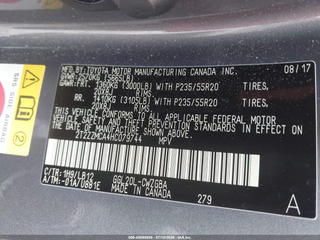 Продаж на аукціоні авто 2017 Lexus Rx 350, vin: 2T2ZZMCA4HC079744, номер лоту: 45595509