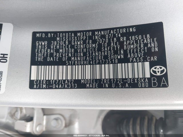 Toyota Corolla S Premium 2014 5YFBURHE4EP173518 Image 9