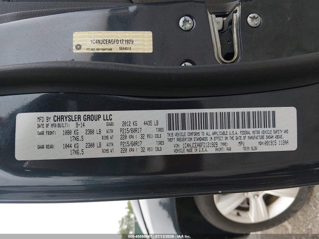 45595547 :رقم المزاد ، 1C4NJCEA6FD121929 vin ، 2015 Jeep Compass High Altitude Edition مزاد بيع