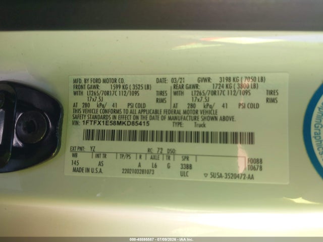 Ford F-150 Xl 2021 1FTFX1E58MKD85415 Image 9