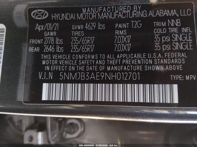 Hyundai TUCSON SEL 2022 5NMJB3AE9NH012701 Image 9
