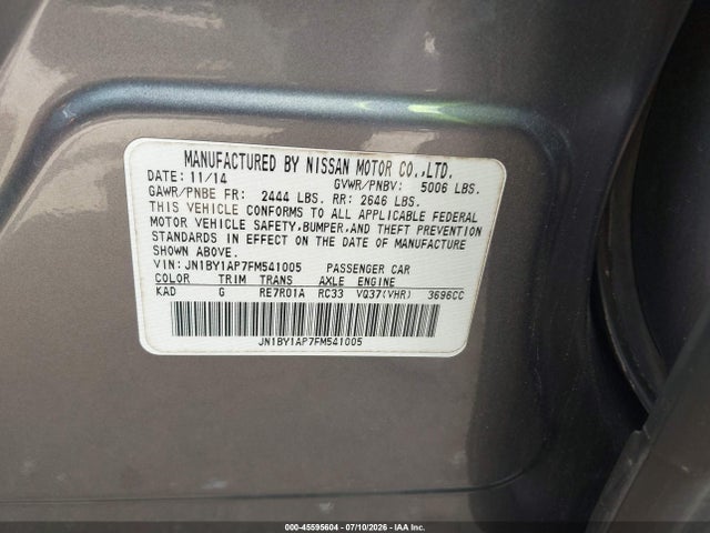 Продажа на аукционе авто 2015 Infiniti Q70 3.7, vin: JN1BY1AP7FM541005, номер лота: 45595604