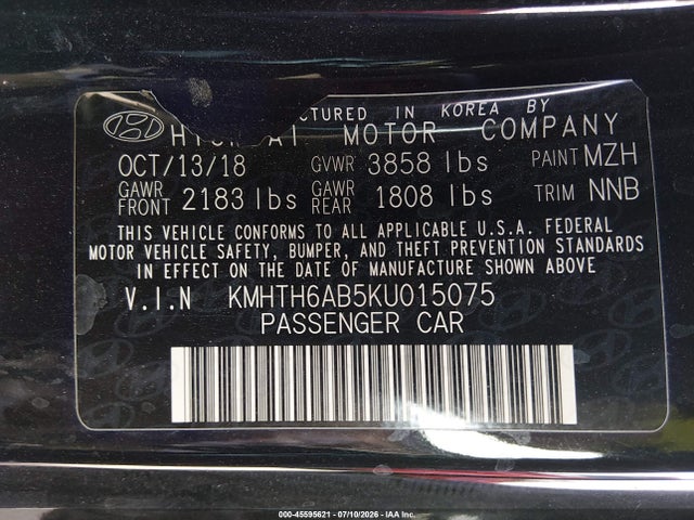 Hyundai Veloster Turbo 2019 KMHTH6AB5KU015075 Image 9