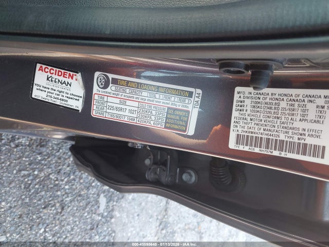 2HKRM4H74FH644326 Honda Cr-v Ex-l