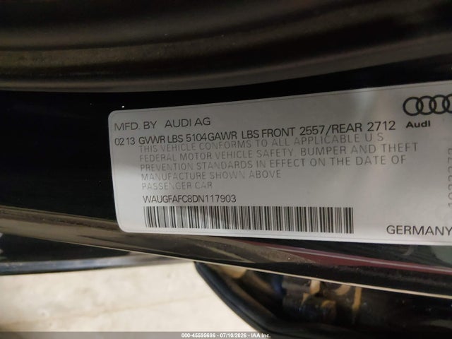 Aukcja sprzedaży 2013 Audi A6 2.0t Premium, vin: WAUGFAFC8DN117903, numer aukcji: 45595686