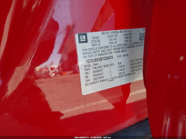 GMC Canyon 4wd Sle 2015 1GTG6BE39F1228478 Image 9
