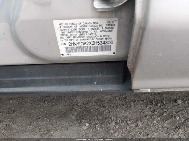 45595719 :رقم المزاد ، 2HNYD182X3H534300 vin ، 2003 Acura Mdx مزاد بيع