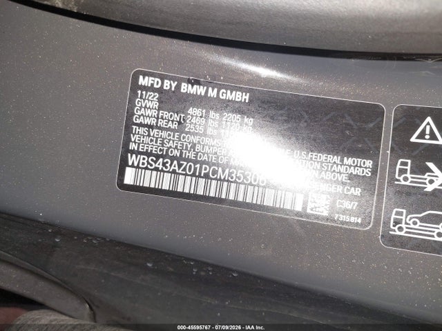Auction sale of the 2023 Bmw M4 Competition Xdrive, vin: WBS43AZ01PCM35306, lot number: 45595767