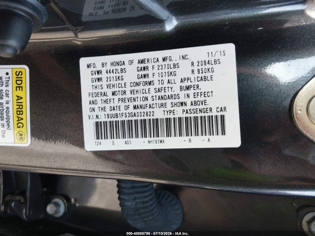 Продаж на аукціоні авто 2016 Acura Tlx Tech, vin: 19UUB1F53GA002822, номер лоту: 45595798