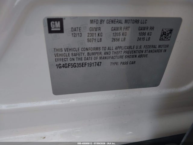Продажа на аукционе авто 2014 Buick Lacrosse Premium Ii Group, vin: 1G4GF5G35EF191747, номер лота: 45595812