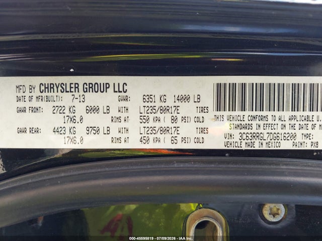 45595819 :رقم المزاد ، 3C63RRGL7DG616200 vin ، 2013 Ram 3500 Tradesman مزاد بيع