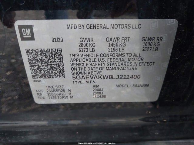 Продажа на аукционе авто 2020 Buick Enclave Awd Essence, vin: 5GAEVAKW8LJ211400, номер лота: 45595826