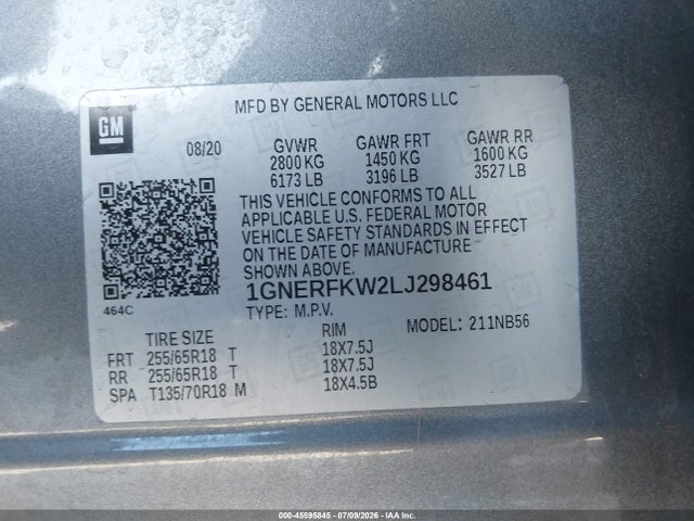 1GNERFKW2LJ298461 Chevrolet Traverse Fwd Ls