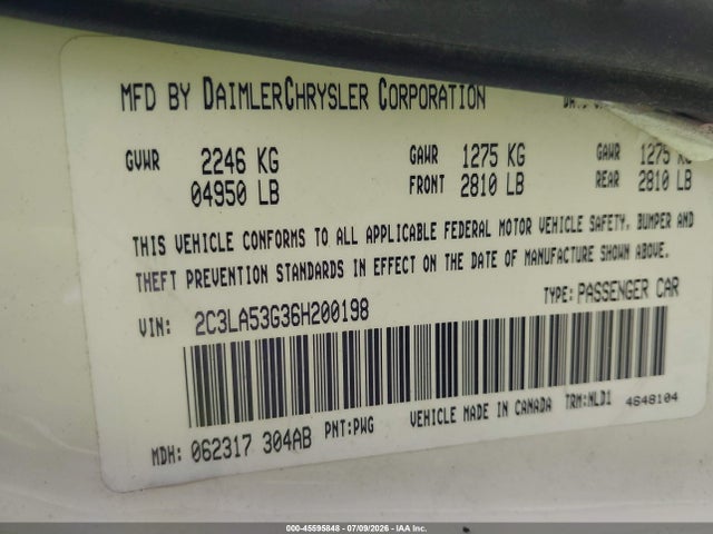 Aukcja sprzedaży 2006 Chrysler 300 Touring, vin: 2C3LA53G36H200198, numer aukcji: 45595848
