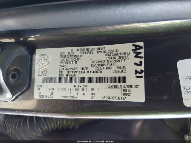 Ford F-150 Xlt 2017 1FTFW1EG4HFB45670 Image 9