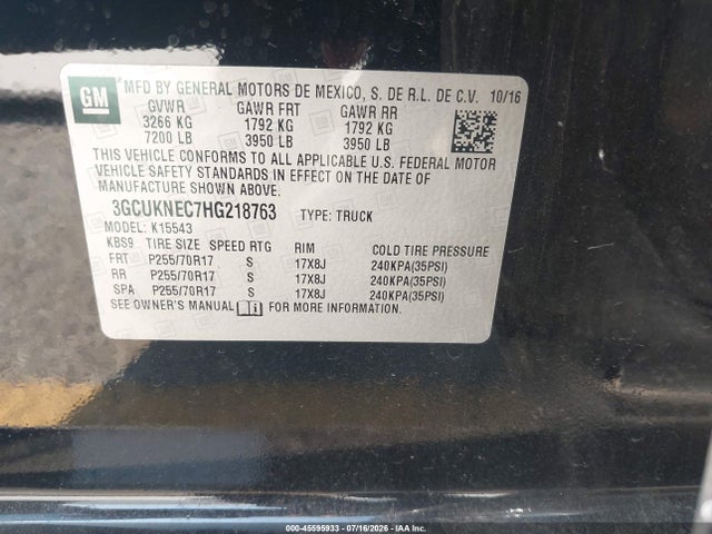 3GCUKNEC7HG218763 Chevrolet Silverado 1500 Work Truck