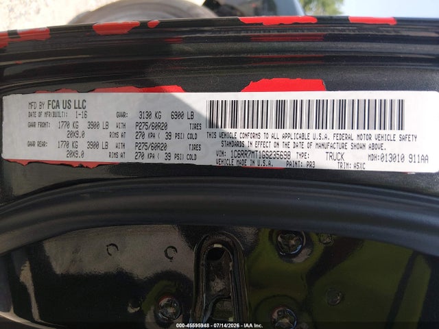Продажа на аукционе авто 2016 Ram 1500 Sport, vin: 1C6RR7MT1GS235698, номер лота: 45595948