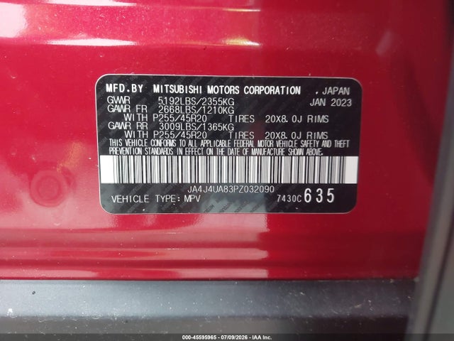 Aukcja sprzedaży 2023 Mitsubishi Outlander Ralliart S-awc/se 2.5 S-awc/se Black Edition S-awc/se Special Editiont S-awc, vin: JA4J4UA83PZ032090, numer aukcji: 45595965
